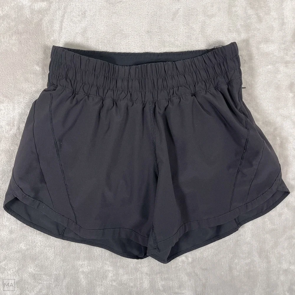 Lululemon Womens Track That Shorts Lined Active Athleisure Running Casual 8 Blk